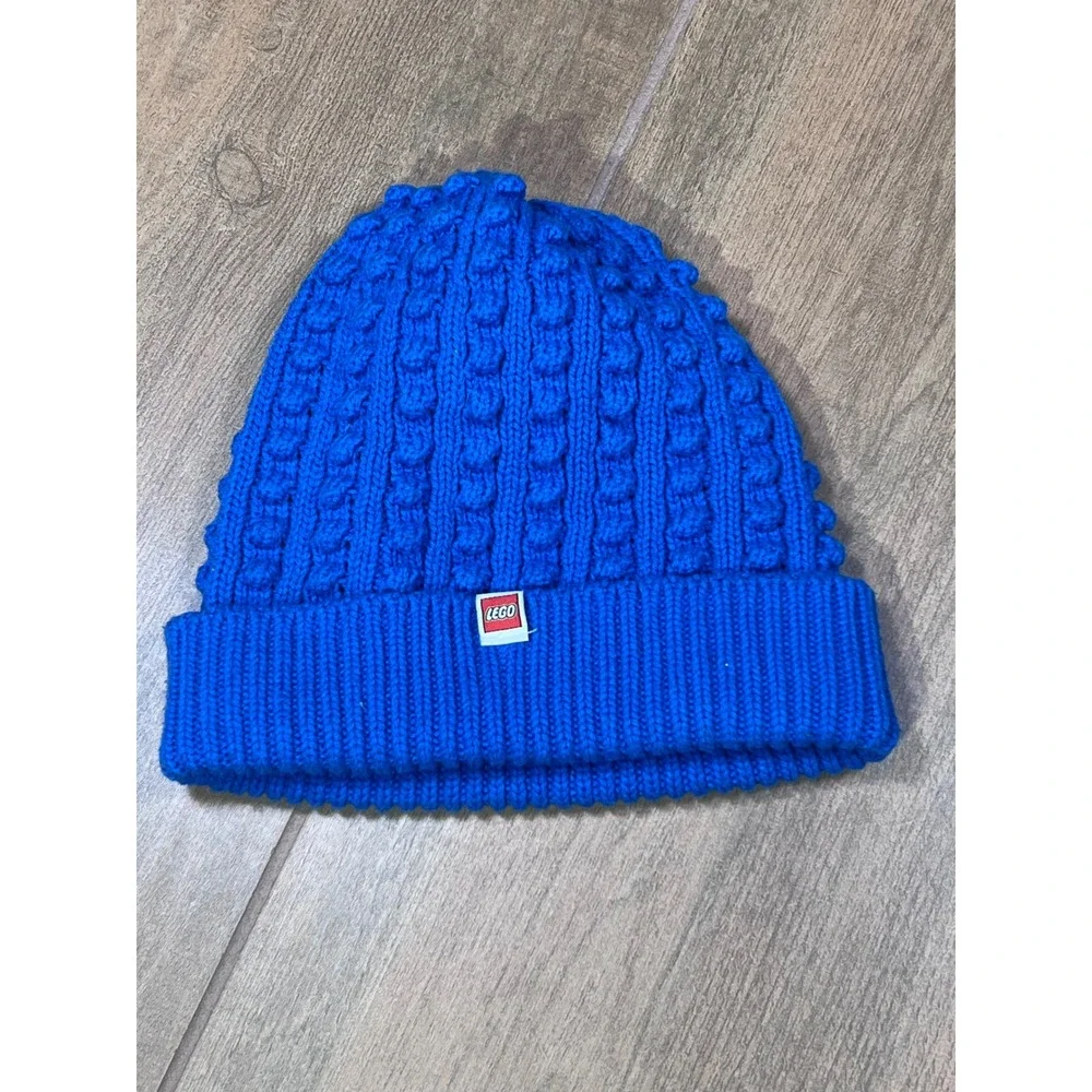LEGO Kids Blue Knit Beanie Hat‎ with Classic Face OSFM